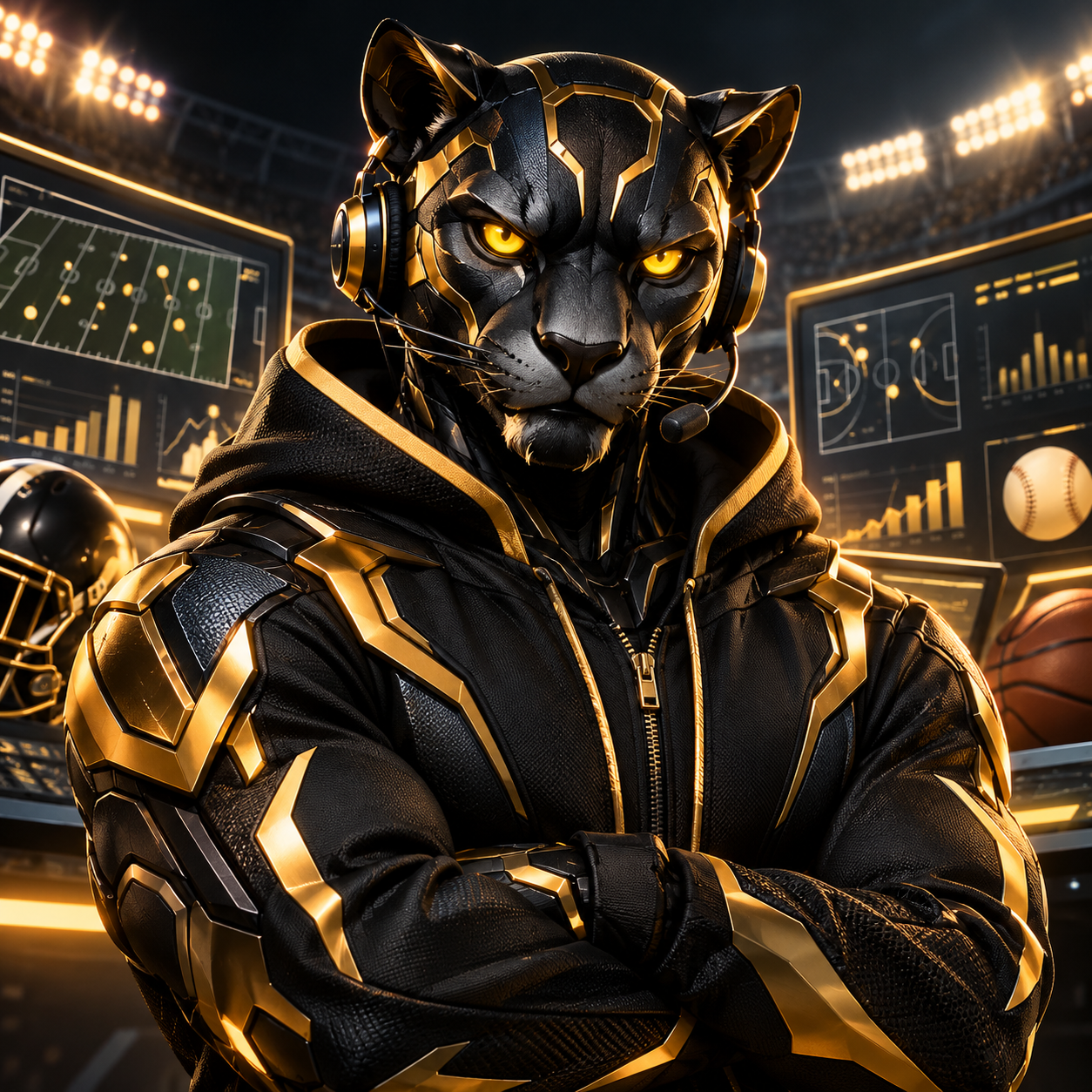 Black-and-gold BEAST mascot